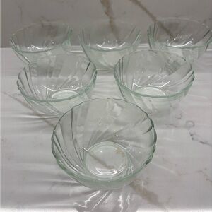 Set of 6 Vintage Vereco France Clear Glass Swirl Berry Bowls